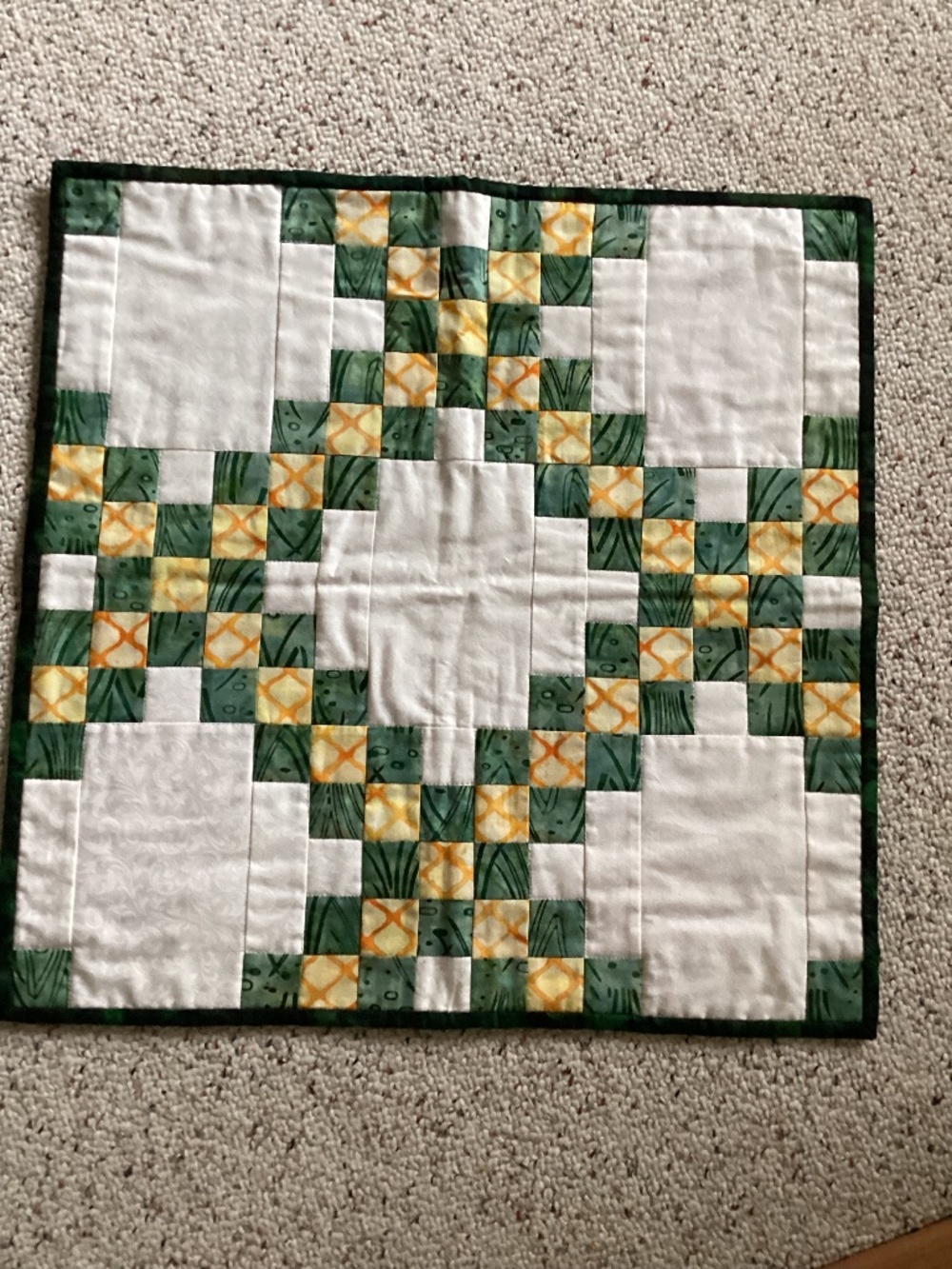 Single Irish Chain Patchwork Wall Hanging /Traditional Colors in Cotton Fabric